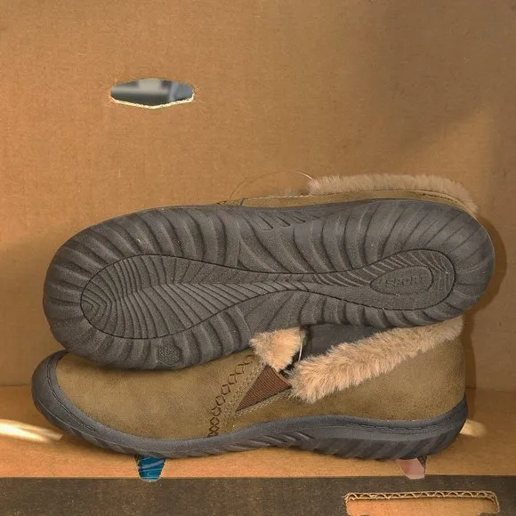 Women Brown Willa Memory Foam‎ Faux Shearling Shoes JSPORT