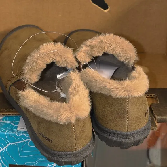 Women Brown Willa Memory Foam‎ Faux Shearling Shoes JSPORT