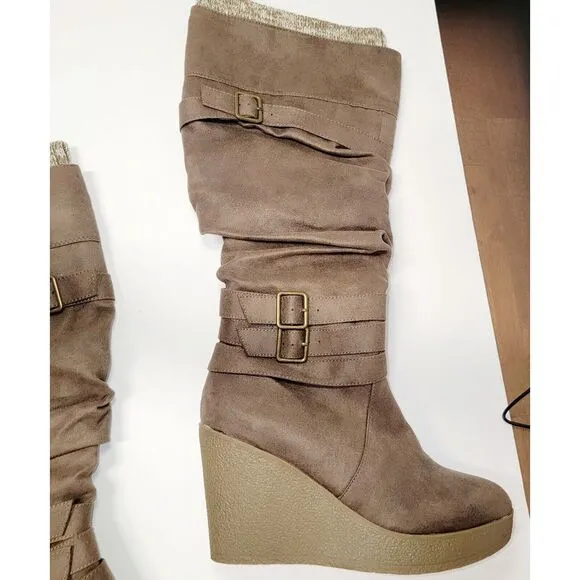 Women Evette Riding Boots‎ Toupe Size 8.5