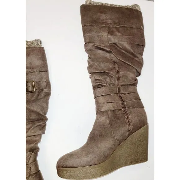 Women Evette Riding Boots‎ Toupe Size 8.5
