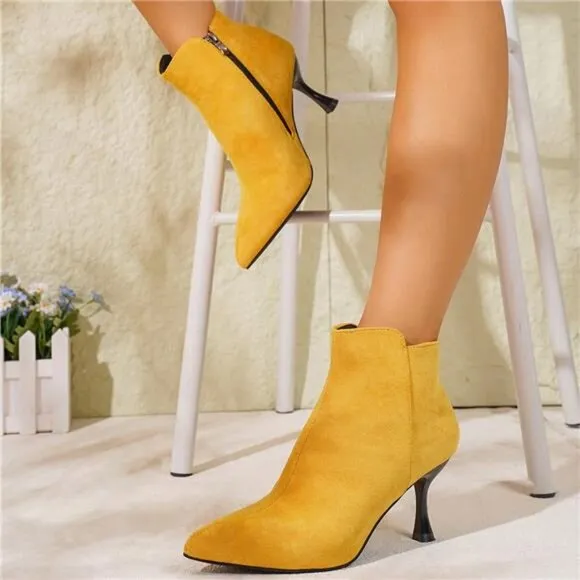 Women Fashion Casual High-Heel Ankle Boots, Minimalist And Elegant Design