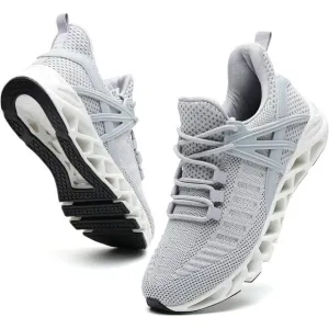 Women Grey Athletic Shoes Walking Running Shoes Non-Slip Fashion Sneakers