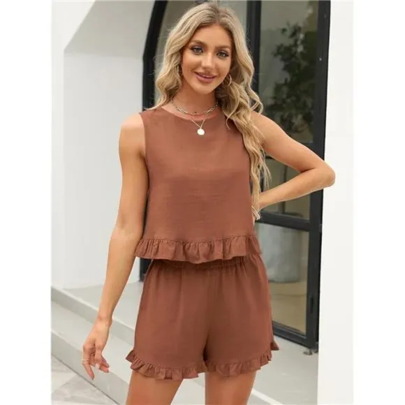 Womens 2 Piece Outfits Summer Sets Rust