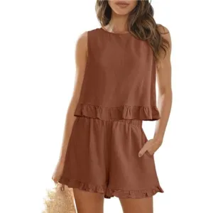 Womens 2 Piece Outfits Summer Sets Rust