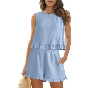 Womens 2 Piece Outfits Summer Sets Sky Blue