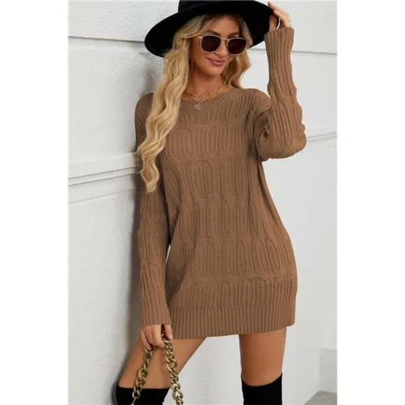 Womens 2024 Fall Long Chunky Sweaters Brown