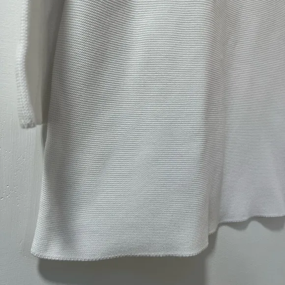 Women’s 3/4 Sleeve Fitted Cotton Sweater - White Size Large