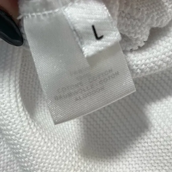 Women’s 3/4 Sleeve Fitted Cotton Sweater - White Size Large