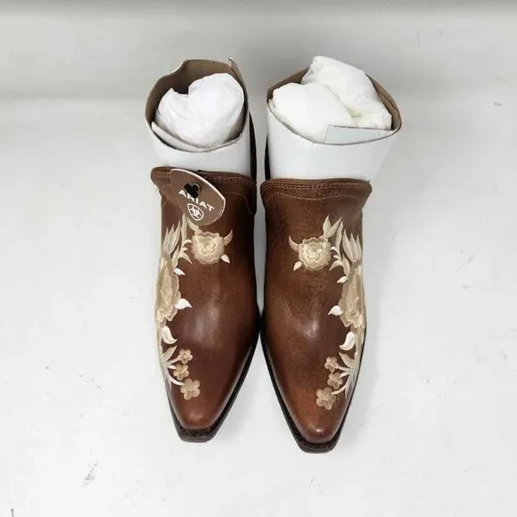 Women's 7 Ariat Encore Rose snip toe western cowgirl boots in Texas Tan 10040351
