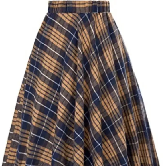 Women's A-Line Vintage Skirt Grid Pattern Plaid