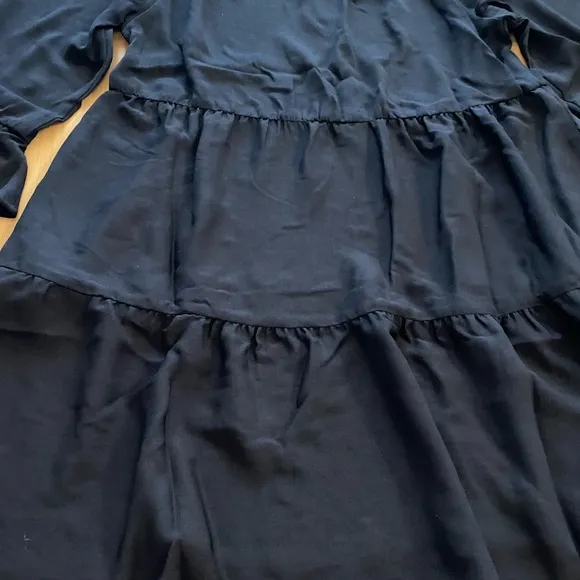 Women’s Black Longer Sleeve Mini Dress Viola Peasant Ruffle New XS