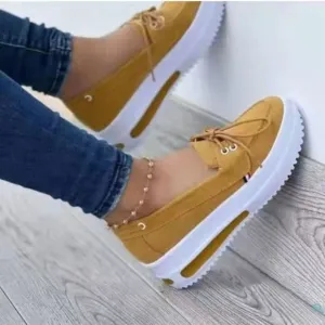 Women's Block Shoes Slip On Closed Toe Platform Flat Wedge Casual Fashio…