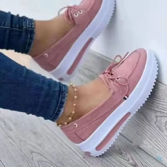 Women's Block Shoes Slip On Closed Toe Platform Flat Wedge Casual Fashio…