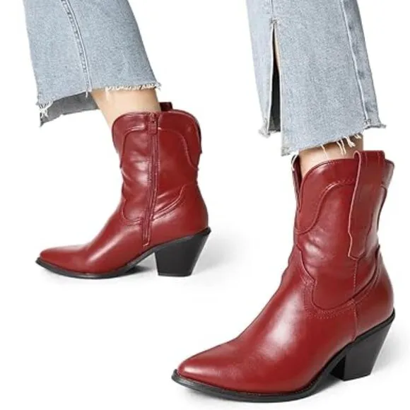 Women's cowgirl wine boots