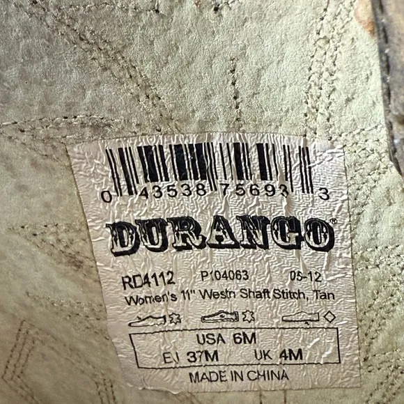 Womens Durango Tan Western Boot shoes size 6