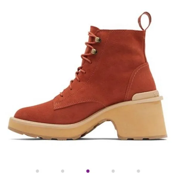 Women's Hi-Line Heel Lace Up Boots in Warp Red, Tawny Buff Size 9