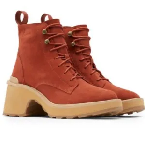 Women's Hi-Line Heel Lace Up Boots in Warp Red, Tawny Buff Size 9