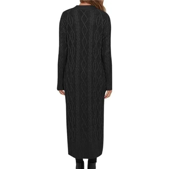Women's Long Cardigan Long Sleeve Knit Button Down Open Front Sweater Coat