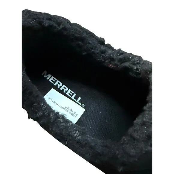 Women's Merrell Antora 3 Thermo Black Quilted Sherpa Vibram Slip On Shoes Size10