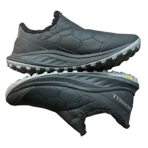 Women's Merrell Antora 3 Thermo Black Quilted Sherpa Vibram Slip On Shoes Size10