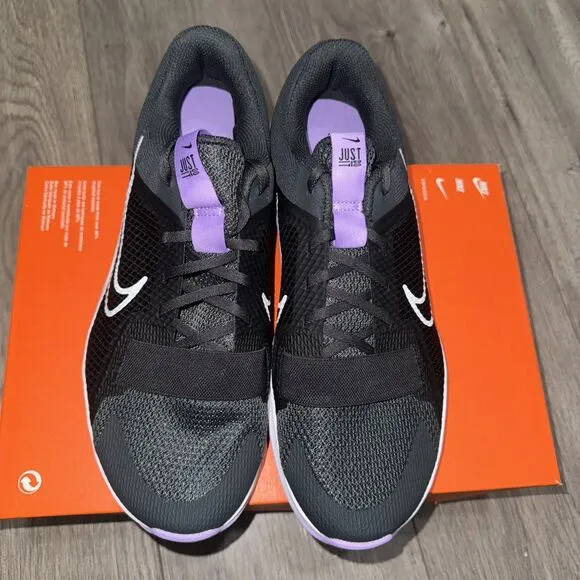 Women's Nike MC Trainer 2 Workout Shoes Black Viotech Purple Grey Size 10.5 NWOB