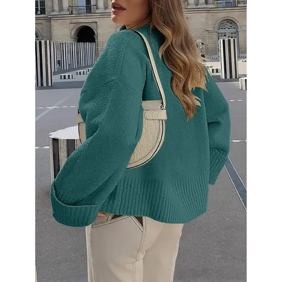 Women's Oversized Soft Crewneck  Fuzzy Warm Knit Pullover Tops Sweater