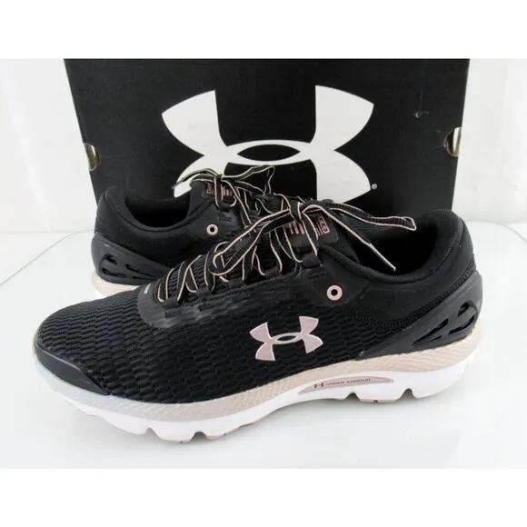 Women's Shoes Under Armour Charged Intake 3 Lace Up Running Shoes Black Size 10