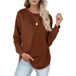 Women's Sweatshirts Crewneck Loose Fitting Tops, Caramel