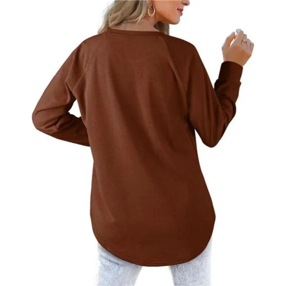 Women's Sweatshirts Crewneck Loose Fitting Tops, Caramel