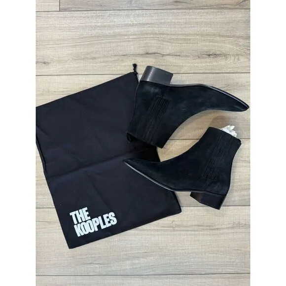 Women’s The Kooples Black Suede Chelsea Boots Size 39 vestiaire 8 Ankle Booties