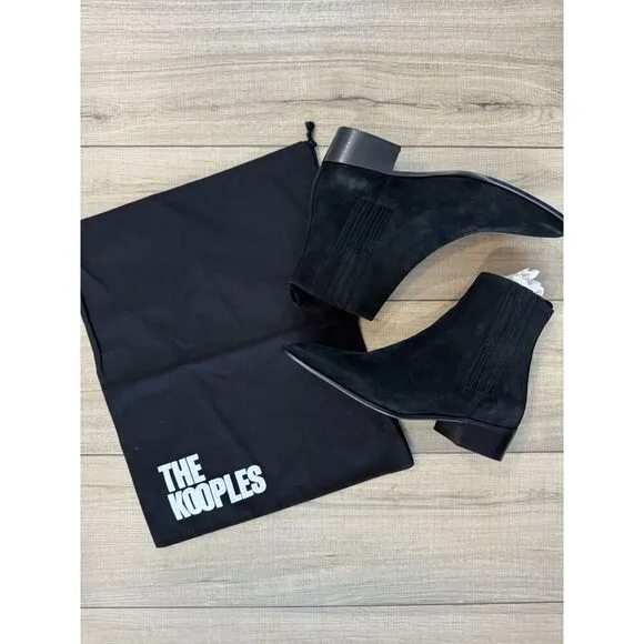 Women’s The Kooples Black Suede Chelsea Boots Size 39 vestiaire 8 Ankle Booties