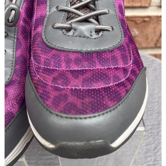 Women's Vionic Neptune Purple&amp;Grey Leopard Athletic Walking Sneaker Size 9.5