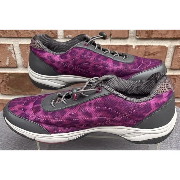 Women's Vionic Neptune Purple&amp;Grey Leopard Athletic Walking Sneaker Size 9.5
