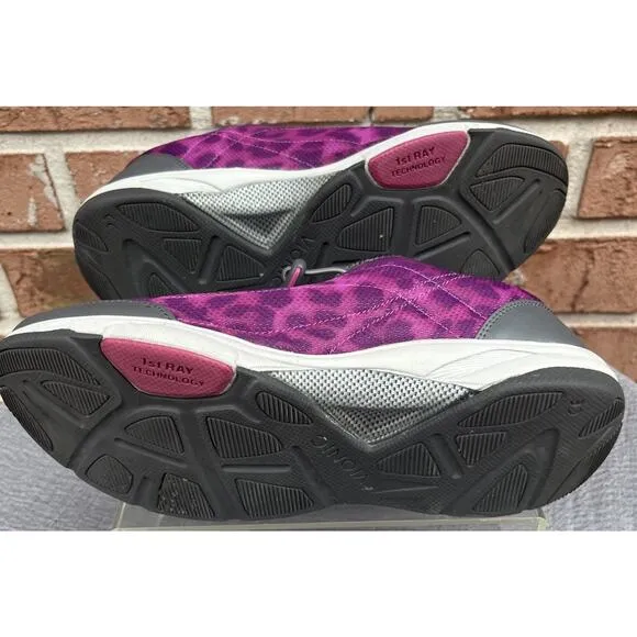 Women's Vionic Neptune Purple&amp;Grey Leopard Athletic Walking Sneaker Size 9.5