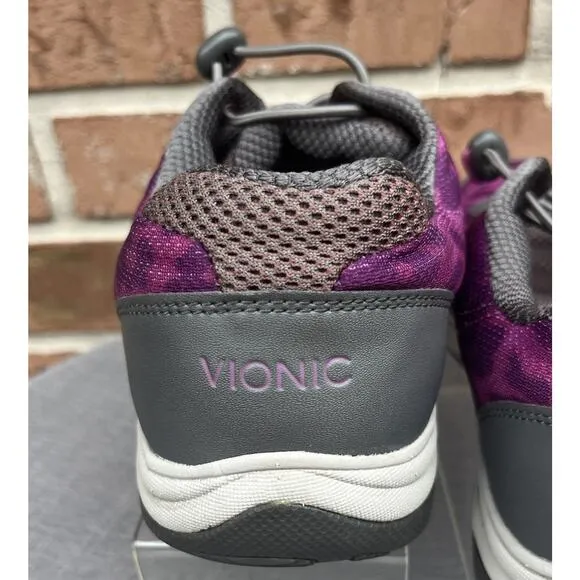 Women's Vionic Neptune Purple&amp;Grey Leopard Athletic Walking Sneaker Size 9.5