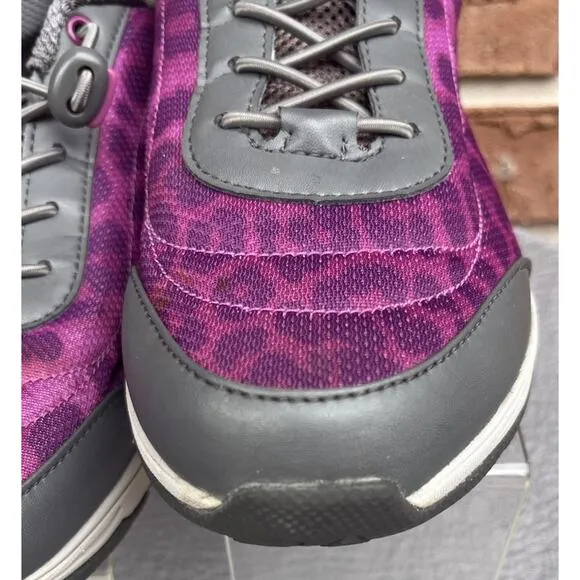 Women's Vionic Neptune Purple&amp;Grey Leopard Athletic Walking Sneaker Size 9.5