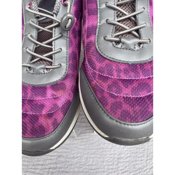 Women's Vionic Neptune Purple&amp;Grey Leopard Athletic Walking Sneaker Size 9.5