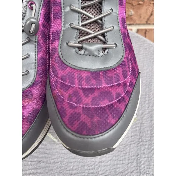 Women's Vionic Neptune Purple&amp;Grey Leopard Athletic Walking Sneaker Size 9.5
