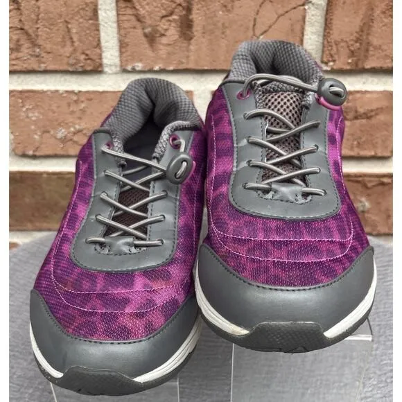 Women's Vionic Neptune Purple&amp;Grey Leopard Athletic Walking Sneaker Size 9.5