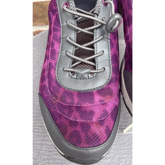 Women's Vionic Neptune Purple&amp;Grey Leopard Athletic Walking Sneaker Size 9.5