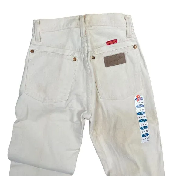 Wrangler Vintage Deadstock Women Jeans Tan High Size 1x36 Tall USA Rodeo Cowboy
