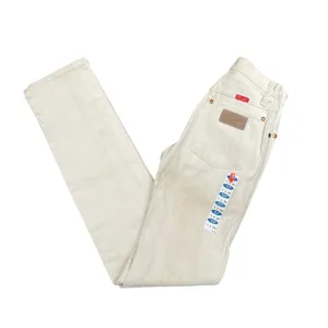 Wrangler Vintage Deadstock Women Jeans Tan High Size 1x36 Tall USA Rodeo Cowboy