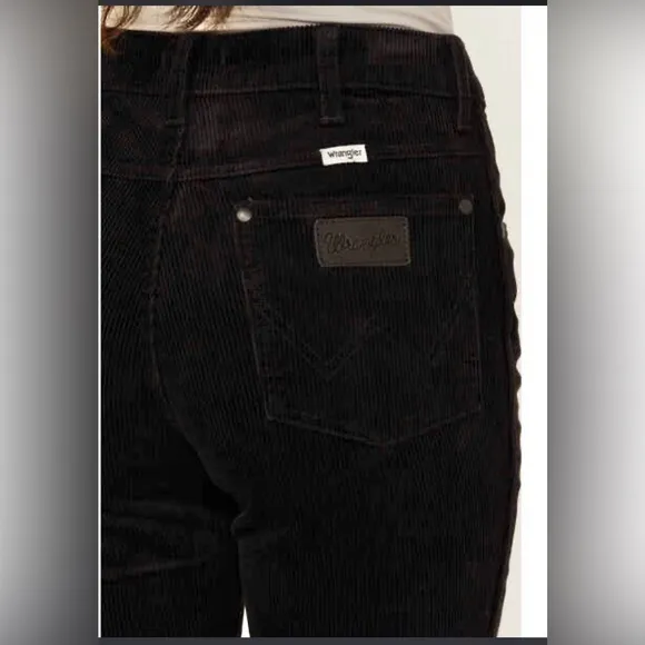 Wrangler Westward 626 Black High Rise‎ Stretch Corduroy Bootcut Jeans sz 29x34