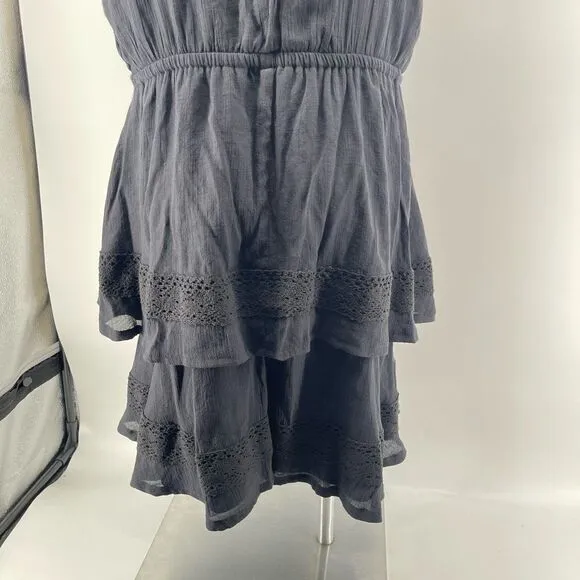 Wrangler Women’s Black Boho Ruffle Tiered Sleeveless Dress XL Cinched Waist