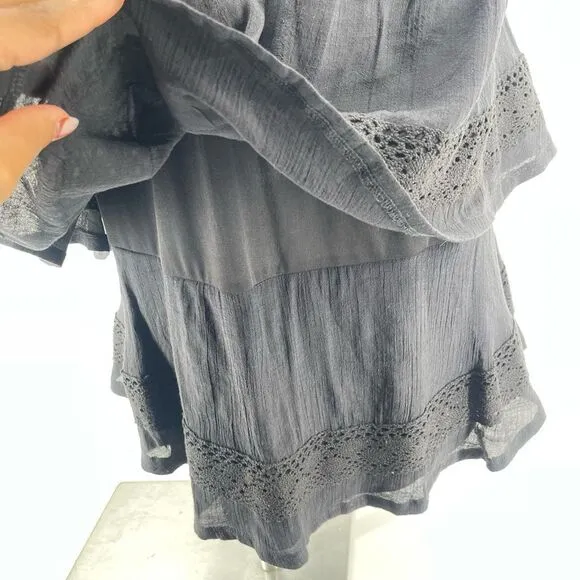 Wrangler Women’s Black Boho Ruffle Tiered Sleeveless Dress XL Cinched Waist