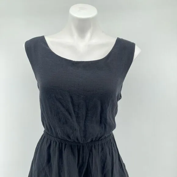 Wrangler Women’s Black Boho Ruffle Tiered Sleeveless Dress XL Cinched Waist