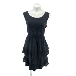 Wrangler Women’s Black Boho Ruffle Tiered Sleeveless Dress XL Cinched Waist