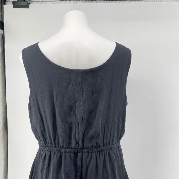 Wrangler Women’s Black Boho Ruffle Tiered Sleeveless Dress XL Cinched Waist