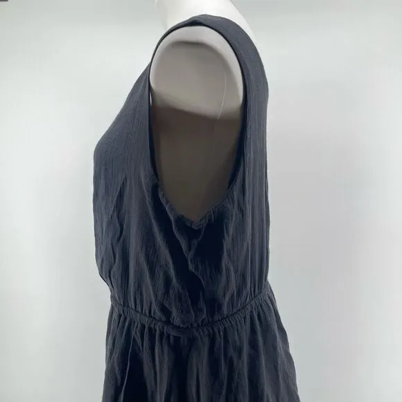 Wrangler Women’s Black Boho Ruffle Tiered Sleeveless Dress XL Cinched Waist