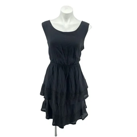 Wrangler Women’s Black Boho Ruffle Tiered Sleeveless Dress XL Cinched Waist
